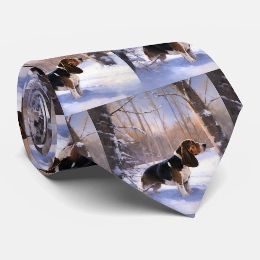 バセット・ハウンドは雪のクリスマスを過ごした ネクタイ (ロール)