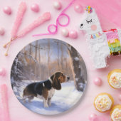 バセット・ハウンドは雪のクリスマスを過ごした ペーパープレート (パーティー)