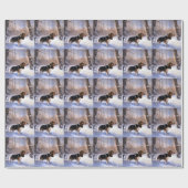 バセット・ハウンドは雪のクリスマスを過ごした ラッピングペーパー (フラット)