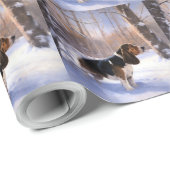 バセット・ハウンドは雪のクリスマスを過ごした ラッピングペーパー (ロールコーナー)