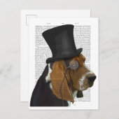 バセット・ハウンドフォーマル、ハウンド、ハット ポストカード (正面/裏面)
