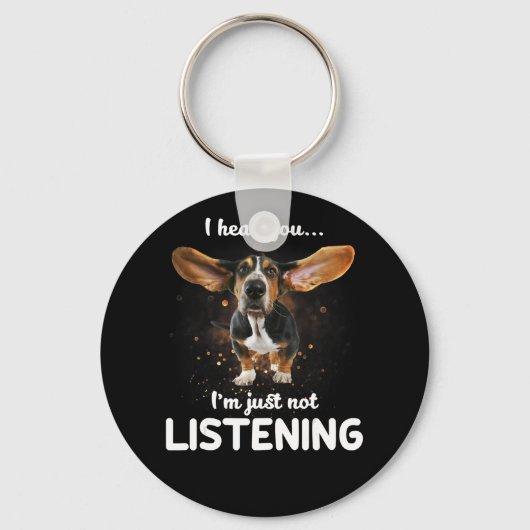 バセット・ハウンド君の言う事を聞聞かない キーホルダー (正面)