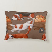 バセット・ハウンド犬は運かぼちゃを入れた荷車だ アクセントクッション (裏面)