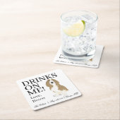 バセット・ハウンド結婚ズ スクエアペーパーコースター (インサイチュ)