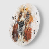 バセット·ハウンド·ウォー絵画ターカラーズ ラージ壁時計 (傾斜)
