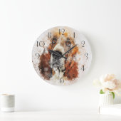 バセット·ハウンド·ウォー絵画ターカラーズ ラージ壁時計 (ホーム)