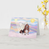 バセット・ハウンド カード (黄色い花)