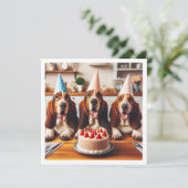 バセット・ハウンド・カード、バセット・ハウンド誕生日 招待状 (スタンド正面)