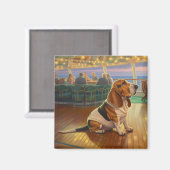 バセット・ハウンド・クリスマスクルーズ：ポーソームホリデー マグネット (正面/裏面)