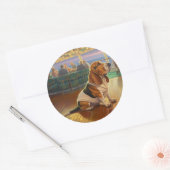 バセット・ハウンド・クリスマスクルーズ：ポーソームホリデー ラウンドシール (封筒)