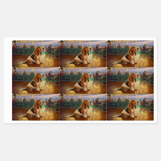 バセット・ハウンド・クリスマスクルーズ：ポーソームホリデー ラベル (シート)