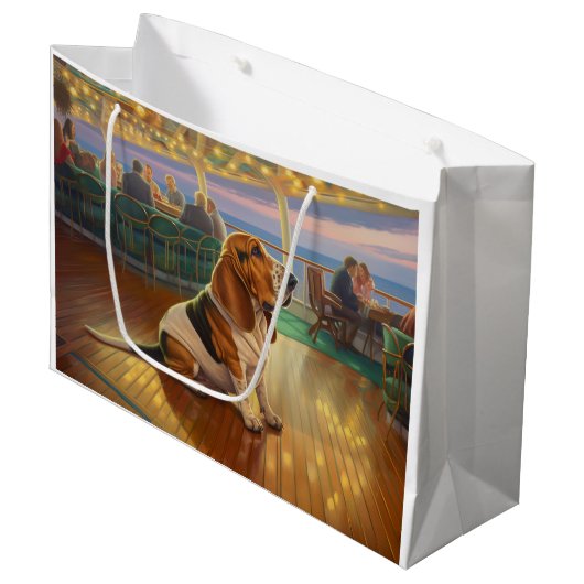 バセット・ハウンド・クリスマスクルーズ：ポーソームホリデー ラージペーパーバッグ (正面アングル)