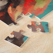 バセット・ハウンド・クリスマス絵を描・ブラシのアートワーク ジグソーパズル (側面)