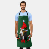 バセット・ハウンド・クリスマス エプロン (着用した状態)