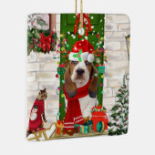 バセット・ハウンド・クリスマス セラミックオーナメント (右)