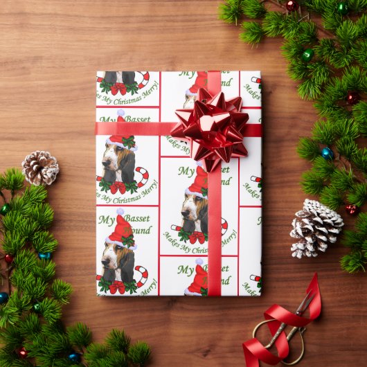 バセット・ハウンド・クリスマス ラッピングペーパー (クリスマスギフト)