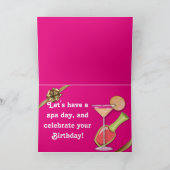 バセット・ハウンド「スパ・デイ」誕生日カード カード (内部)