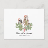 バセット・ハウンド・ドッグ・ファミリー付きクリスマスカード ポストカード (正面)