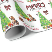 バセット・ハウンド、バード、クリスマスツリー ラッピングペーパー (ロールコーナー)