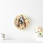 バセット・ハウンド ラウンド壁時計 (ホーム)