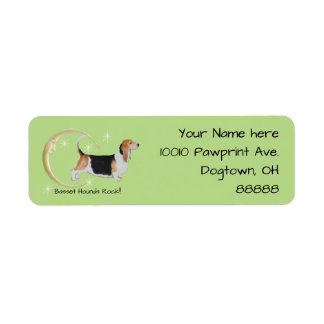 バセット・ハウンド、月と星 ラベル