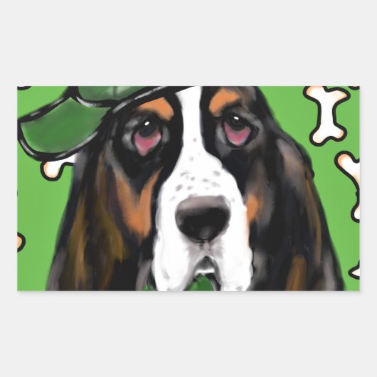 バセット・ハウンド 長方形シール (正面)