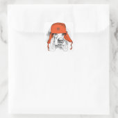 バセット・ハウンド | Red Ushanka Hat スクエアシール (バッグ)