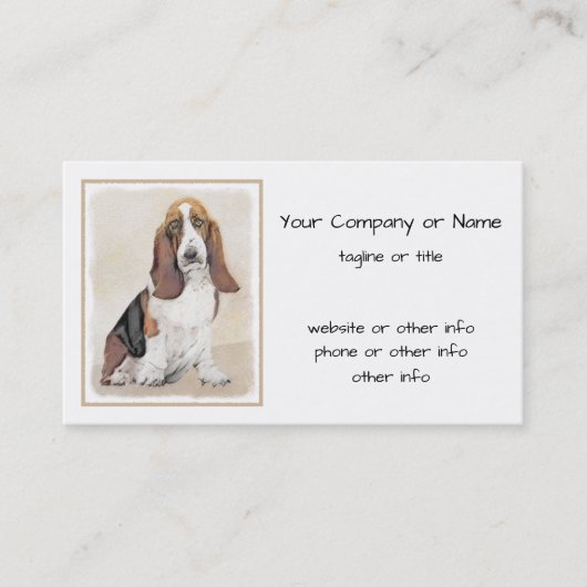 バセット·ハウン絵画ドさん-かわいいオリジナルの犬のアート 名刺 (正面)