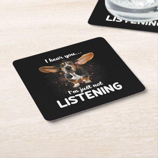 バセット・ハウン聞ドだ スクエアペーパーコースター (アングル)