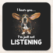 バセット・ハウン聞ドだ スクエアペーパーコースター (正面)