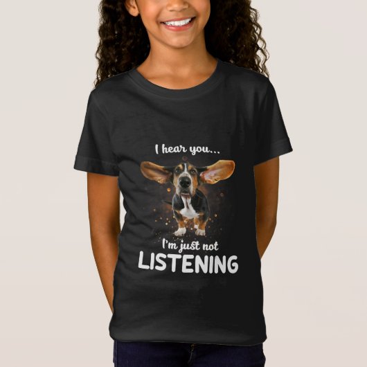 バセット・ハウン聞ドだ Tシャツ (正面)