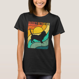 バセット・レトリバー 夕焼け ヴィンテージ お母さん お父さん Tシャツ
