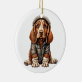 バセパーソナライズされたットハウンドドッグアート セラミックオーナメント (右)