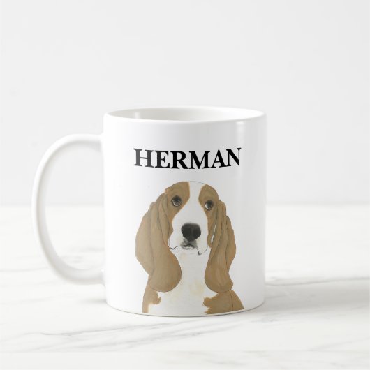 バセパーソナライズされたットハウンド飲料用コースター コーヒーマグカップ (左)