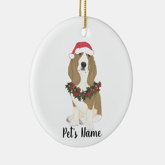 バセパーソナライズされたットハウンド セラミックオーナメント (右)