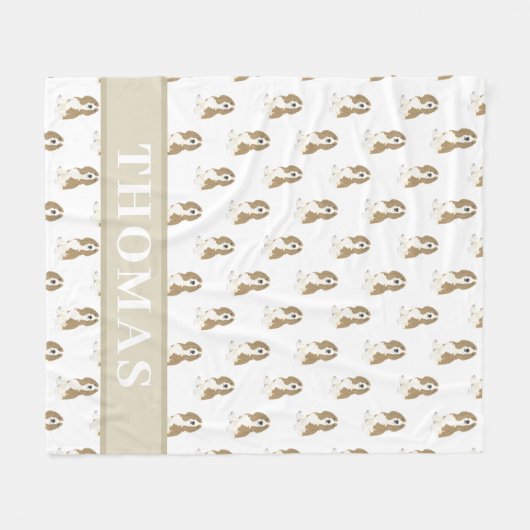 バセパーソナライズされたットハウンド フリースブランケット (正面(横))