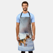 バセンジが雪のクリスマスを過ごす エプロン (着用した状態)