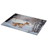 バセンジが雪のクリスマスを過ごす カッティングボード (角)