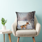 バセンジが雪のクリスマスを過ごす クッション (椅子)