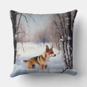 バセンジが雪のクリスマスを過ごす クッション (裏面)