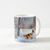 バセンジが雪のクリスマスを過ごす コーヒーマグカップ (正面右)