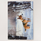 バセンジが雪のクリスマスを過ごす ジグソーパズル (縦)