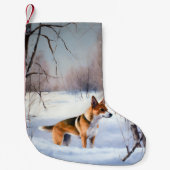 バセンジが雪のクリスマスを過ごす スモールクリスマスストッキング (正面)