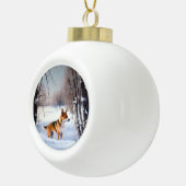バセンジが雪のクリスマスを過ごす セラミックボールオーナメント (右)