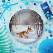 バセンジが雪のクリスマスを過ごす ペーパープレート (パーティー)