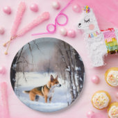 バセンジが雪のクリスマスを過ごす ペーパープレート (パーティー)