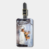 バセンジが雪のクリスマスを過ごす ラゲッジタグ (正面縦)