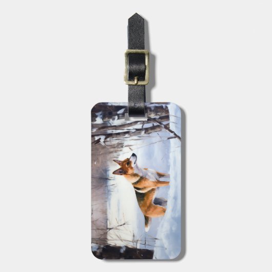 バセンジが雪のクリスマスを過ごす ラゲッジタグ (正面縦)