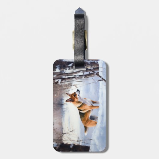 バセンジが雪のクリスマスを過ごす ラゲッジタグ (裏面縦)