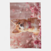 バセンジとバラ – バレンタインデー キッチンタオル (縦)